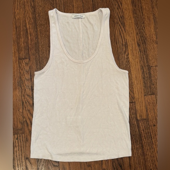 Anine Bing Off White Designer Summer Ribbed Tank Top Wife Beater Size Large - Picture 1 of 5